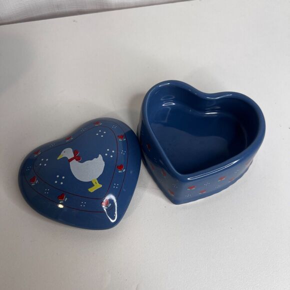 Russ Berrie & Company Duck Goose Heart Shaped Trinket Dish & Candle Holder - Picture 3 of 14